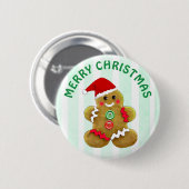 Frohe Weihnachten Gingerbread Mann Button (Vorne & Hinten)
