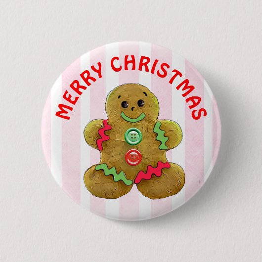 Frohe Weihnachten Gingerbread Mann Button (Vorderseite)