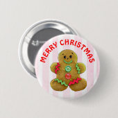 Frohe Weihnachten Gingerbread Mann Button (Vorne & Hinten)