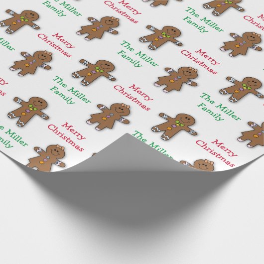 Frohe Weihnachten Gingerbread Mann Custom Geschenkpapier (Ecke)
