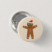 Frohe Weihnachten Gingerbread Mann in Gesicht Mask Button (Vorne & Hinten)