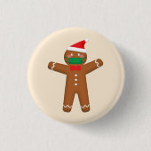 Frohe Weihnachten Gingerbread Mann in Gesicht Mask Button (Vorderseite)