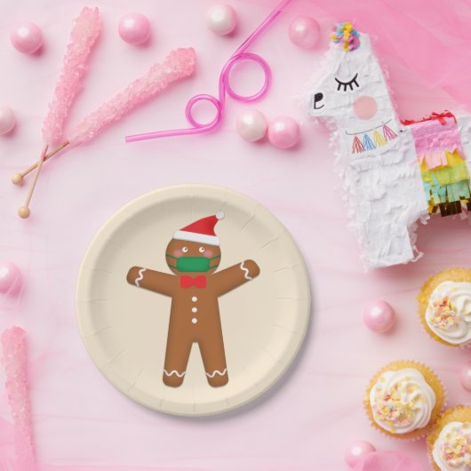 Frohe Weihnachten Gingerbread Mann in Gesicht Mask Pappteller (Party)