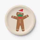 Frohe Weihnachten Gingerbread Mann in Gesicht Mask Pappteller (Vorderseite)