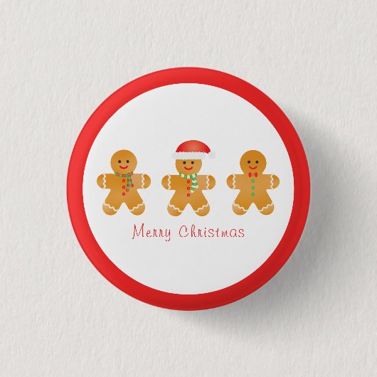 Frohe Weihnachten Gingerbread Männer Button (Vorderseite)