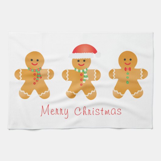 Frohe Weihnachten Gingerbread Männer Geschirrtuch (Horizontal)