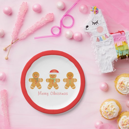 Frohe Weihnachten Gingerbread Männer Pappteller (Party)