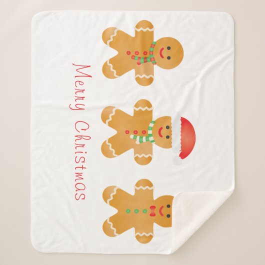 Frohe Weihnachten Gingerbread Männer Sherpadecke (Vorderseite)