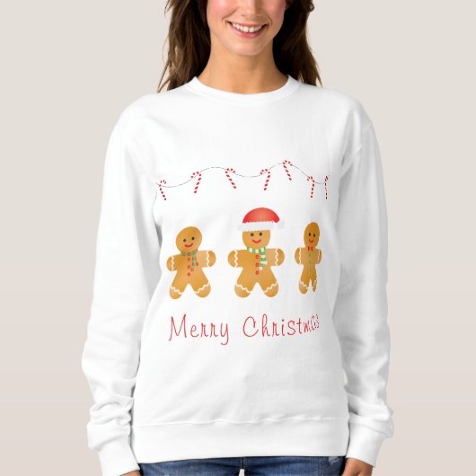 Frohe Weihnachten Gingerbread Männer Sweatshirt (Vorderseite)