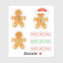 Frohe Weihnachten Gingerbread Männer Weihnachtsman Aufkleber