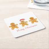 Frohe Weihnachten Gingerbread Männer Weihnachtsman Rechteckiger Pappuntersetzer (angewinkelt)