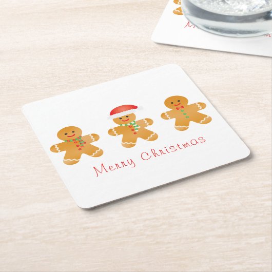Frohe Weihnachten Gingerbread Männer Weihnachtsman Rechteckiger Pappuntersetzer (angewinkelt)