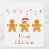 Frohe Weihnachten Gingerbread Männer Weinetikett (Einzelnes Label)