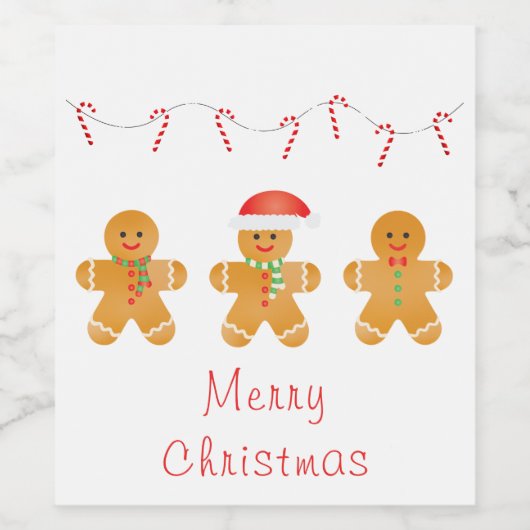 Frohe Weihnachten Gingerbread Männer Weinetikett (Einzelnes Label)