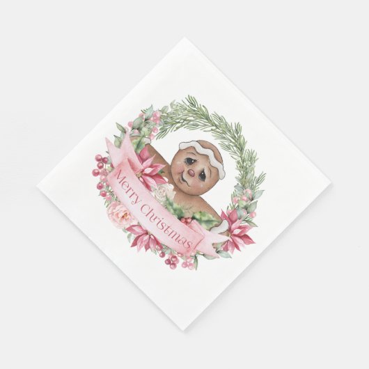 Frohe Weihnachten Gingerbread Wünsche Serviette (Ecke)