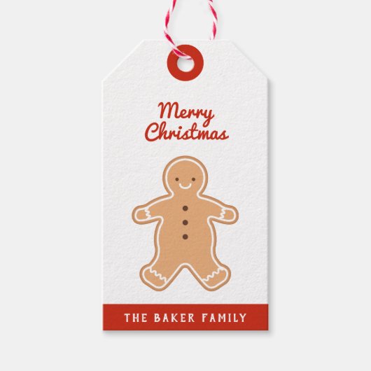 Frohe Weihnachten | Gingerbrot-Cookie-Geschenketik Geschenkanhänger (Vorderseite)