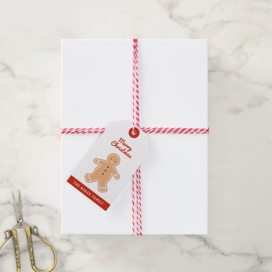 Frohe Weihnachten | Gingerbrot-Cookie-Geschenketik Geschenkanhänger (Mit Garn)