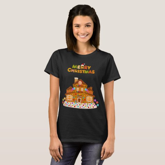 Frohe Weihnachten Gingerbrot Haus Backcreme Dose T-Shirt (Vorne ganz)