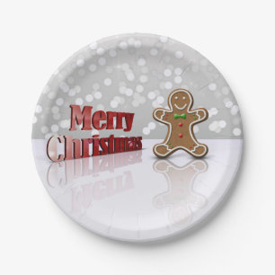 Frohe Weihnachten Gingerbrot Mann Pappteller