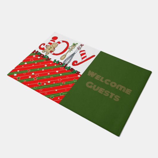 Frohe Weihnachten Gingerman Green Matt Doormat Fußmatte (Schrägansicht)