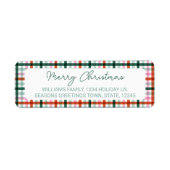 Frohe Weihnachten Gingham Rücksendeadresse (Vorne)