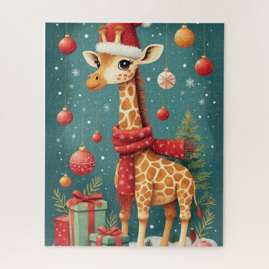 Frohe Weihnachten Giraffe Puzzle (Vertikal)