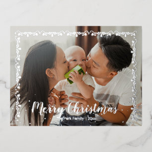 Frohe Weihnachten Girlande Geschnittenes Familienf Folien Feiertagspostkarte