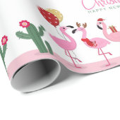 Frohe Weihnachten Girly Niedlich Pink Flamingo Cac Geschenkpapier (Rolleneckpunkt)
