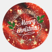 Frohe Weihnachten, glänzende Red and Gold Design C Runder Aufkleber (Vorderseite)