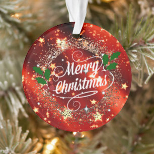 Frohe Weihnachten, glänzende Rot und Gold, Ornament