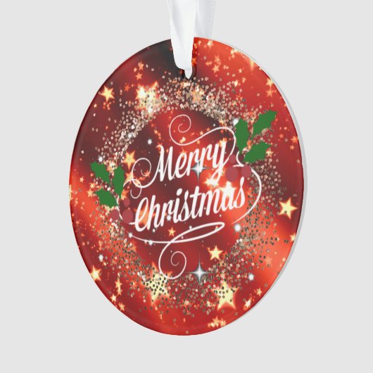 Frohe Weihnachten, glänzende Rot und Gold, Ornament (Vorderseite)