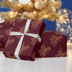 Frohe Weihnachten Glänzender Wirbel Goldtext Dunke Geschenkpapier