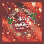 Frohe Weihnachten, glänzendes Rot- und Golddesign Aufkleber (Vorderseite)