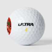Frohe Weihnachten, glänzendes Rot- und Golddesign Golfball (Logo)