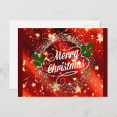 Frohe Weihnachten, glänzendes Rot- und Golddesign Postkarte (Vorne/Hinten)