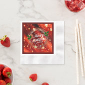 Frohe Weihnachten, glänzendes Rot- und Golddesign Serviette (Beispiel)