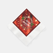 Frohe Weihnachten, glänzendes Rot- und Golddesign Serviette (Ecke)