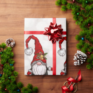 Frohe Weihnachten, Glitter Bokeh Rote Gnome Geschenkpapier