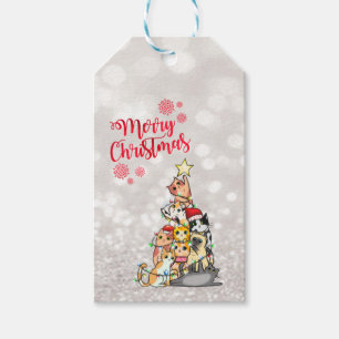 Frohe Weihnachten,Glitter Bokeh,Süße Katzen Tannen Geschenkanhänger
