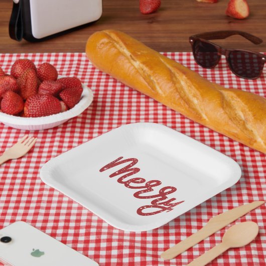 Frohe Weihnachten Glitter Urlaub Pappteller (Picknick)