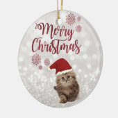 Frohe Weihnachten, Glittery Bokeh, Katze mit Weihn Keramik Ornament (Links)