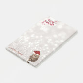 Frohe Weihnachten, Glittery Bokeh, Katze mit Weihn Post-it Klebezettel (angewinkelt)