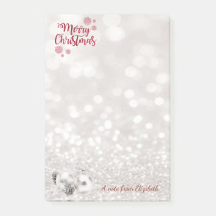 Frohe Weihnachten, Glittery Bokeh, Weihnachtsbälle Post-it Klebezettel