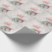 Frohe Weihnachten, Glitzer Bokeh, Niedlich Gnomes Geschenkpapier (Ecke)