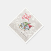 Frohe Weihnachten, Glitzer Bokeh, Niedlich Gnomes Serviette (Ecke)