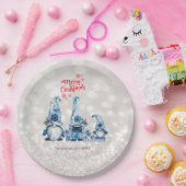 Frohe Weihnachten, Glitzer Bokeh, Niedliche blaue  Pappteller (Party)