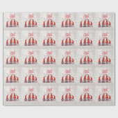 Frohe Weihnachten, Glitzer Bokeh, Niedliche Gnomes Geschenkpapier (Flach)