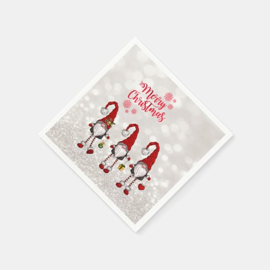 Frohe Weihnachten, Glitzer Bokeh, Niedliche Rote N Serviette (Ecke)