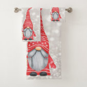 Frohe Weihnachten, Glitzer Bokeh, Niedlicher Gnome Badhandtuch Set (Insitu)