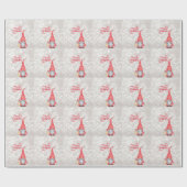 Frohe Weihnachten, Glitzer Bokeh, Niedlicher Gnome Geschenkpapier (Flach)